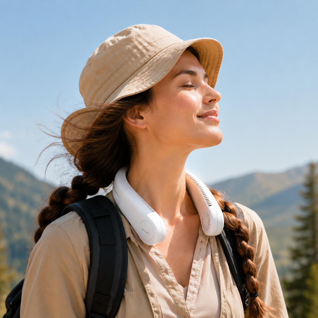 Outdoors with VENTORA neck fan